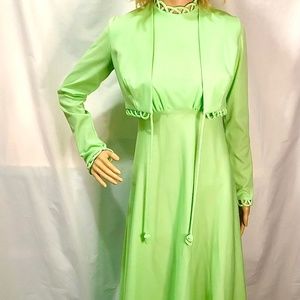 Vintage ILGWU Mint Sleeveless Maxi With Matching Cropped Jacket, Size 6